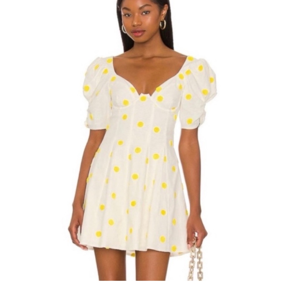 For Love Lemons Claude Yellow Polka Dot Dress